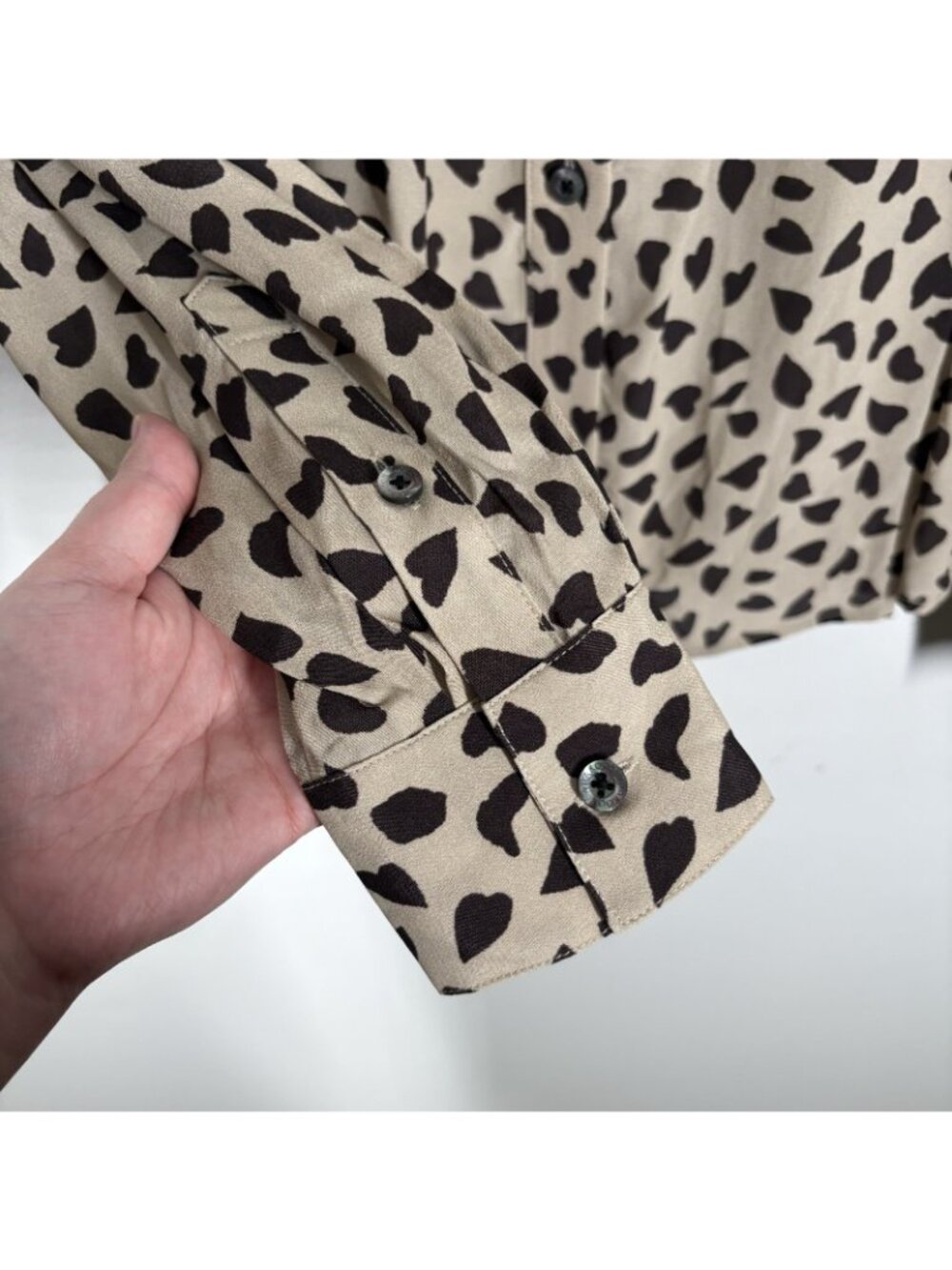 Thakoon Women M AL Beige Combo Long Sleeve Animal Printed Smocked Top NWT - Picture 9 of 15